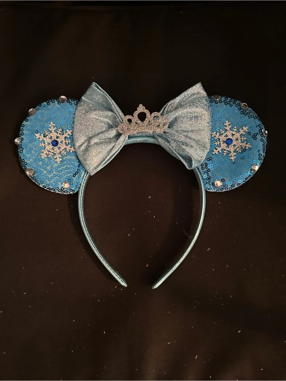 Frozen Sparkling Blue Snowflake Kids Headband with Bow and Tiara